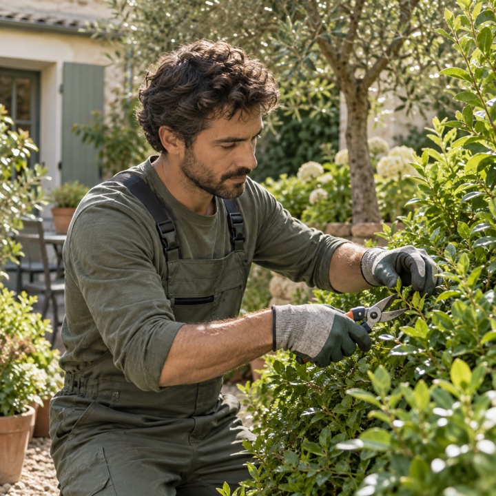Profesional cuidando un jardín